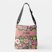 Fun Whimsical Flowers Crossbody Tote Bag