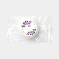 Purple Floral Elegant Gold Glitter Geo Monograms Life Saver&#174; Mints