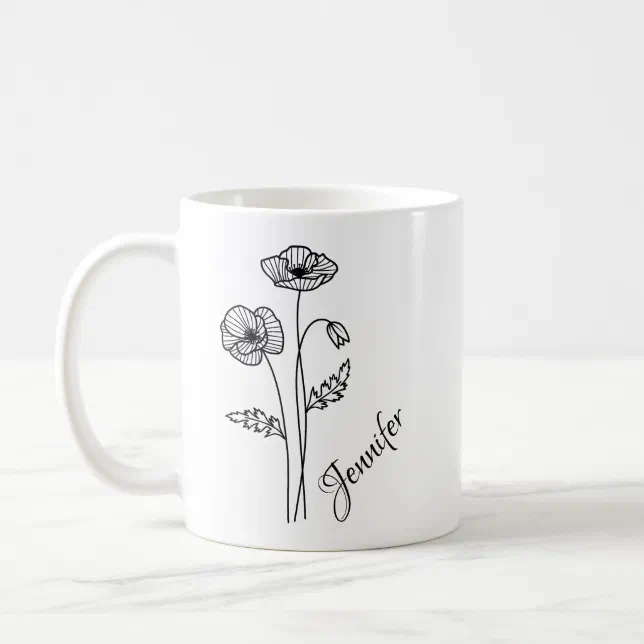 Personalized Birth Flower With Name - AUGUST  Coffee Mug