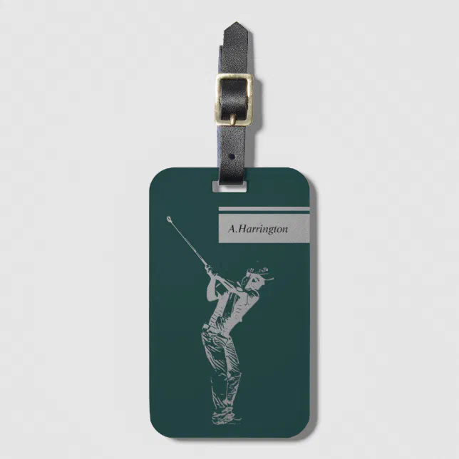 The silver golfer  luggage tag