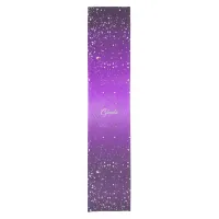 Modern Purple Brushed Metal with Silver Monogram | Short Table Runner