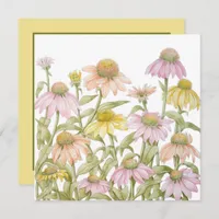 Coneflowers Watercolor Botanical Art Invitation