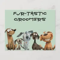 Funny Watercolor Dog Groomers Boutique QR Code Flyer