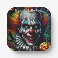 Spooky Scary Clown Halloween Party Personalized Paper Plates