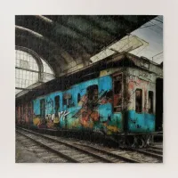 Abandoned Train with Graffiti Urban Street Art Jigsaw Puzzle