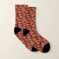 Bricklayer Construction Worker Brown Brick Pattern Socks