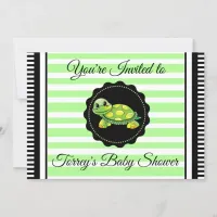 Green Turtle Themed Boy's  Baby Shower Invitation