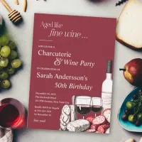 Aged Fine Wine Charcuterie & Wine 50th Birthday  Invitation