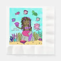 Pretty Mermaid Tropical Themed Birthday Napkins