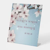 Elegant Floral Blossom Wedding Invitation Design Pedestal Sign