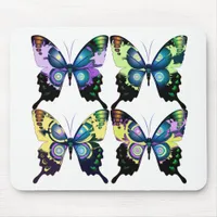 Aqua, Pink, and Yellow -  Elegant Butterflies Mouse Pad