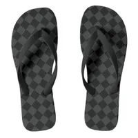 Black and Gray Diamond Pattern Flip Flops