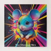 Cute Cosmic Mouse Vibrant Surreal Rainbow Art  Jigsaw Puzzle