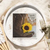 Country Sunflower and Lace Western Wedding Napkins