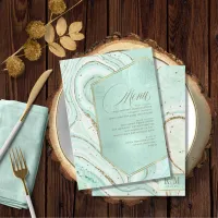 Abstract Agate Wedding Menu V1 Mint ID827