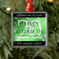 Elegant 20th Emerald Wedding Anniversary Metal Ornament