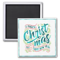 Magical Christmas Typography Teal ID441 Magnet