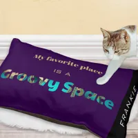 Modern Chic Groovy Purple Turquoise Dog Name Pet Bed