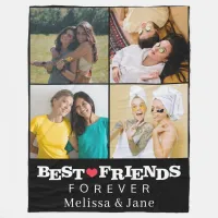 best friends forever cute 4 photos collage Black Fleece Blanket