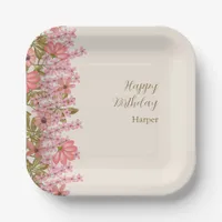 Birthday Party Pretty Wildflower Pink Floral Cute Paper Plates