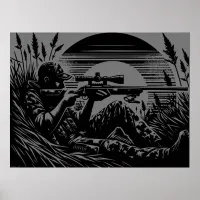 Rifle Hunting Fanatics Black & Grey | Poster