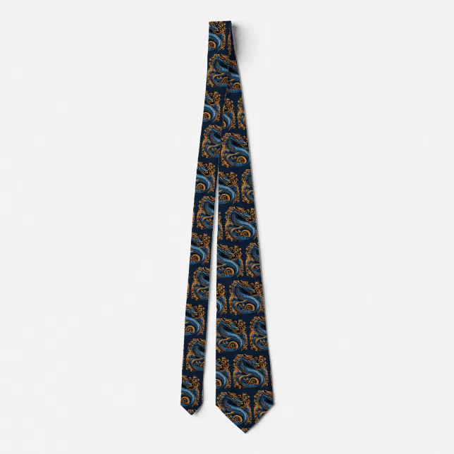 Medieval Dragon Royal Blue Neck Tie