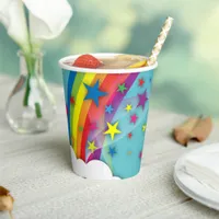 Cute Pretty Girly Rainbow Stars Sky Clouds & Name Paper Cups