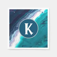 Abstract Ocean Monogram Napkins