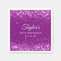 Glittery Purple 50th Birthday Napkins