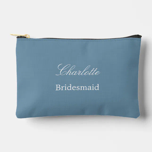 Elegant Bridesmaid Dusty Blue Accessory Pouch