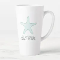 Beach House Starfish Aqua Blue/Sand ID623 Latte Mug