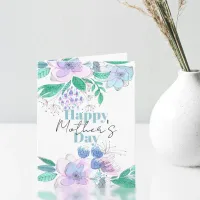 Pink and Purple Watercolor Blossoms Mother's Day Card