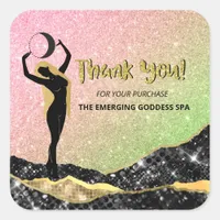 *~* Goddess THANK YOU - Ombre Pastel Glitter Square Sticker