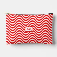 Monogram Red & White Wavy Stripes Psychedelic SM Accessory Pouch