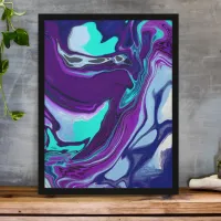 Purple and Teal Abstract Fluid Art Poster