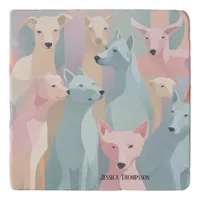 Dog Pattern Pastel Colors Minimalist Illustration Trivet