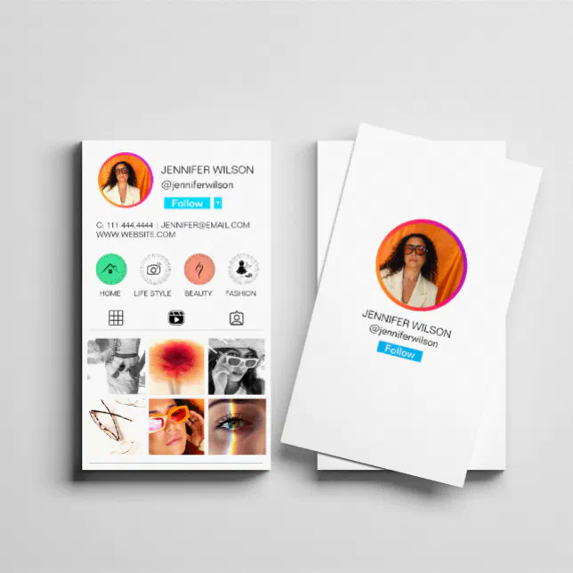 Instagram Social Media Follow Profile Photo Grid Business Card