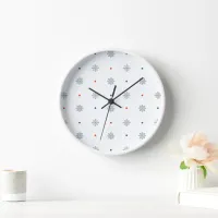 Christmas snowflakes and dots pattern clock