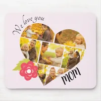 Heart 7 Photo Collage Chic Modern Mom Family  Mouse Pad