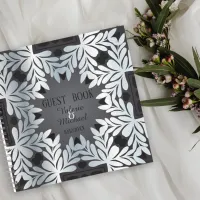 Elegant Chic Silver Leafy Frame Wedding Guest Book