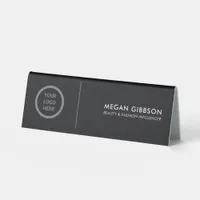 Black Editable Name Template Logo Office Business Table Tent Sign