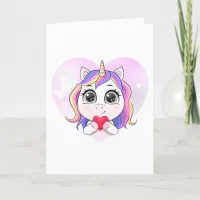 Unicorn Heart Cute Personalized Valentine Holiday Card