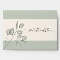 Wedding Script Floral Eucalyptus Leaves Ivory Envelope