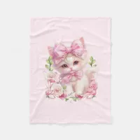 3 Year Old Birthday Party Kitten Theme Fleece Blanket