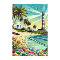 Pretty Comic Book Style Tropical Paradise Acrylic Print