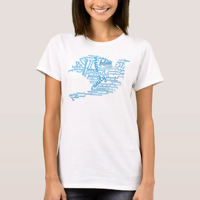 Inspirational Elegant Dove of Peace Tag Cloud T-Shirt