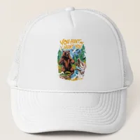 Bear Encounter in the Woods Funny Bear Hunting  Trucker Hat