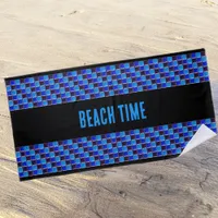 Modern mosaic in black and blue, custom  beach towel