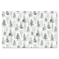 Watercolor Pine Trees Winter Holiday Tissue Paper