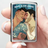 Miami Downtown Gay Men Cuddling Illustration Zippo Lighter